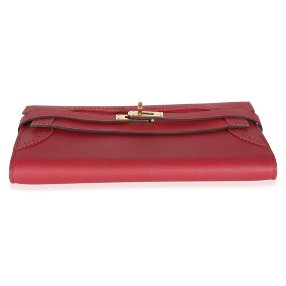 Hermès Rouge Grenat Swift Ghillies Kelly Longue Wallet GHW - Picture 5 of 7